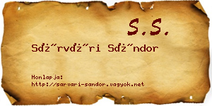Sárvári Sándor névjegykártya